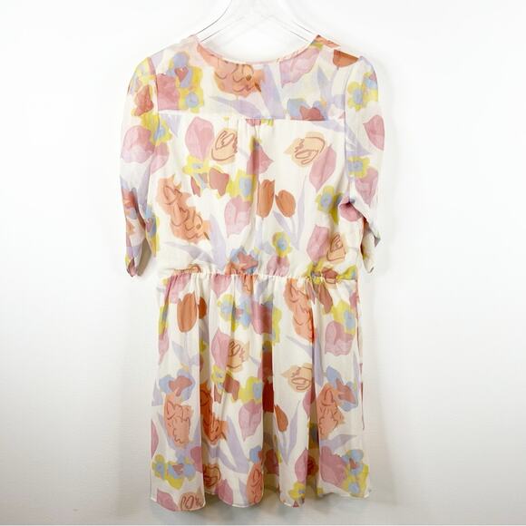 NWT Ted Baker Juleah Ruched Sleeve Floral Mini Dress 5 (XL) - Picture 3 of 7